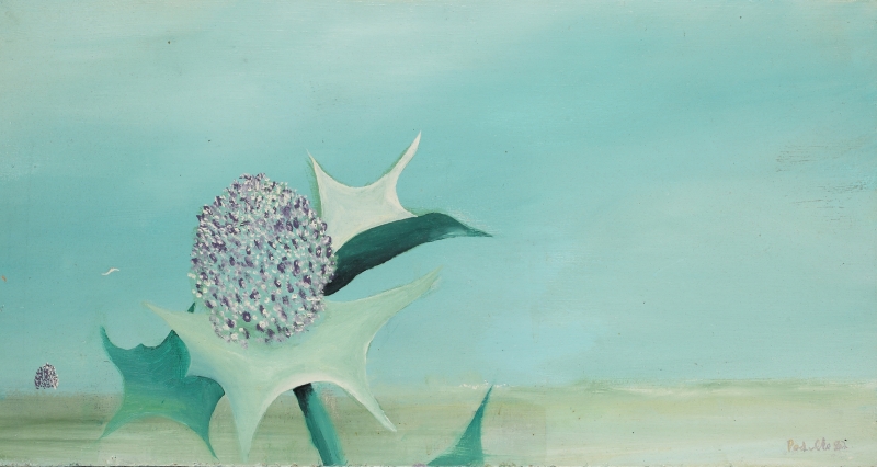 Michael Francis Podulke, Dünendistel, 1982, Öl auf Holz, Privatbesitz